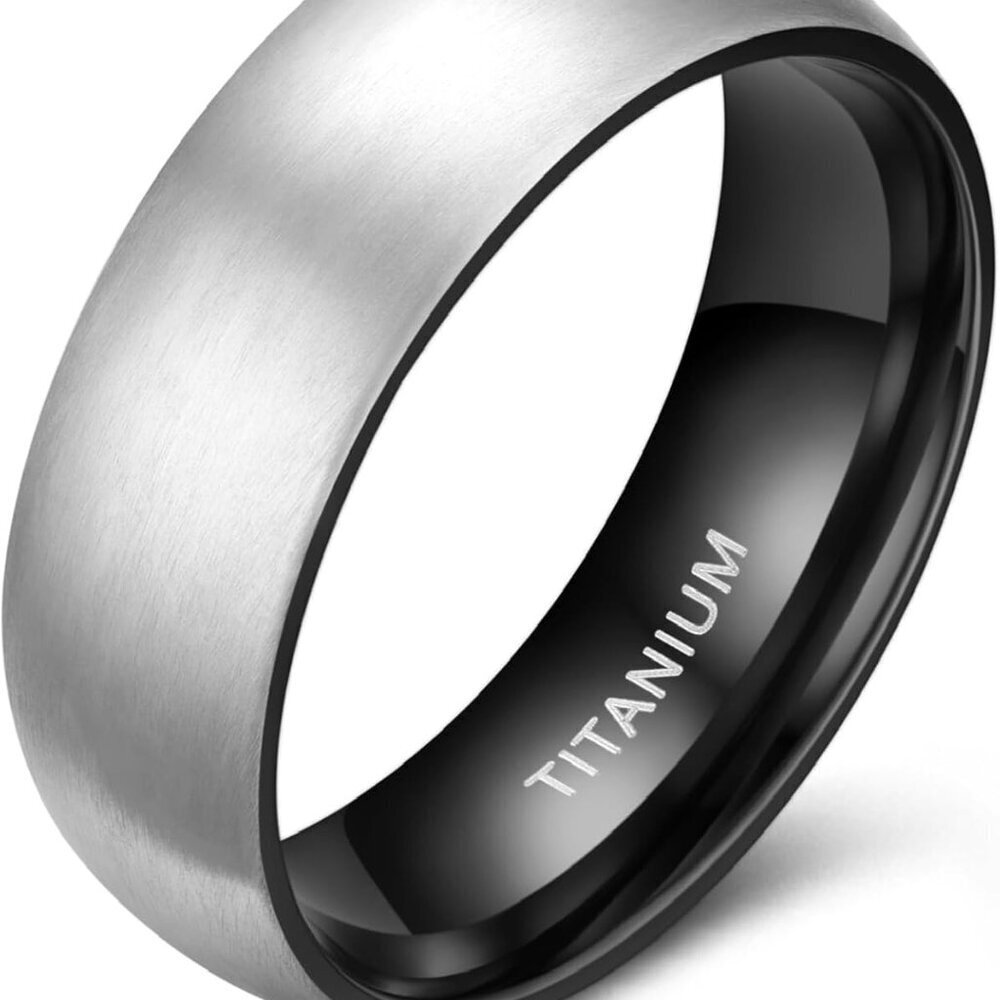 Titanium Wedding Band Brushed Dome Silver Comfort Fit 4-14